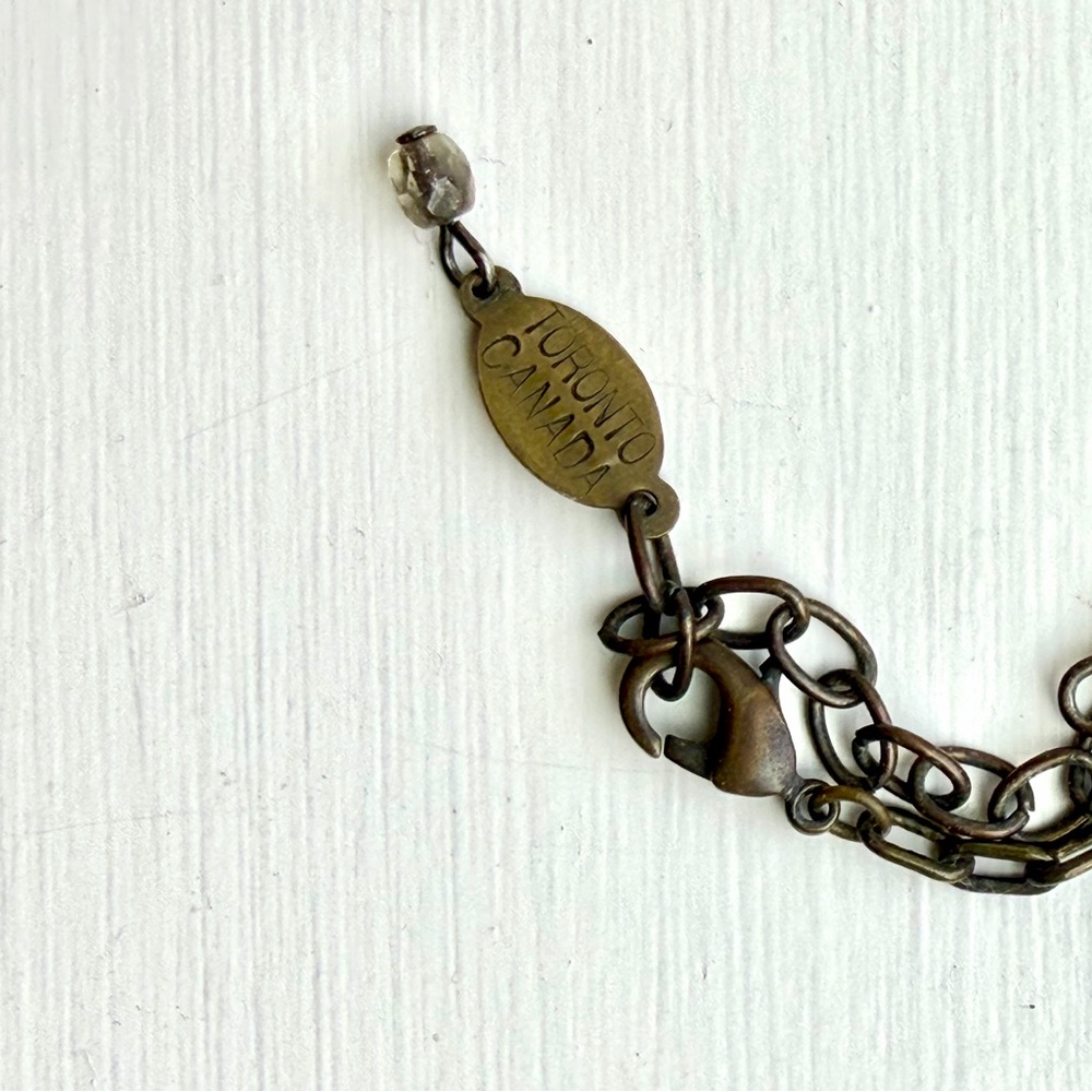 Vintage Burnished Gold and Crystal Cross Pendant Necklace by Belladonna - Picture 4 of 6